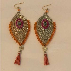Stunning crystal and tassel earrings